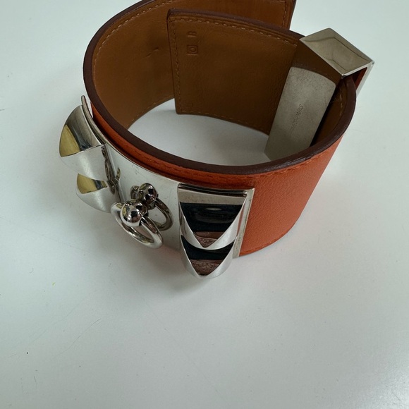 Hermès Collier de Chien (CDC) Wide Leather Cuff Bracelet – Orange - Picture 6 of 12